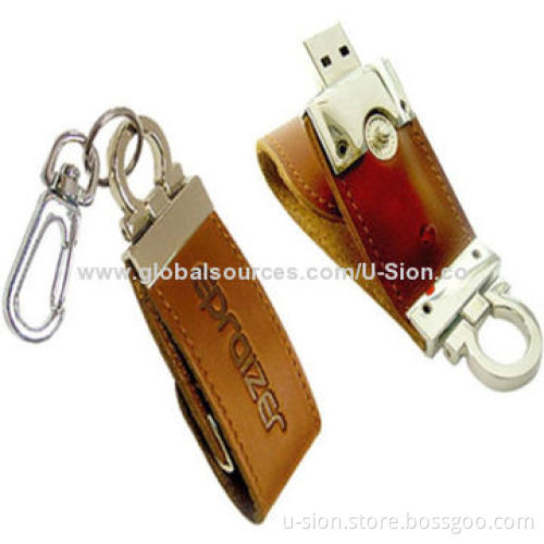 Leather USB Flash Drives with Bootable Function, USB3.0, Supports USB 1.1 and 2.0 Interfaces